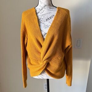 Fashion Nova V-Neck Mustard Sweater